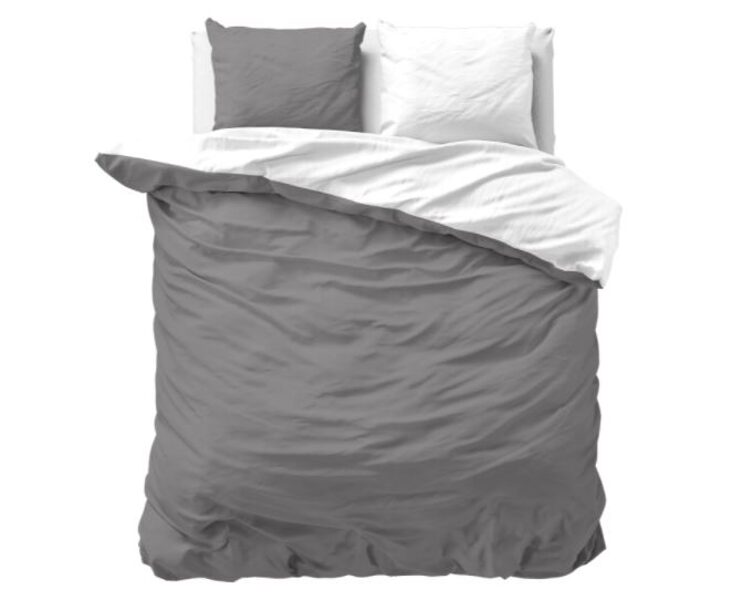 Gultas veļas komplekts DOUBLE FACE, balta/pelēka